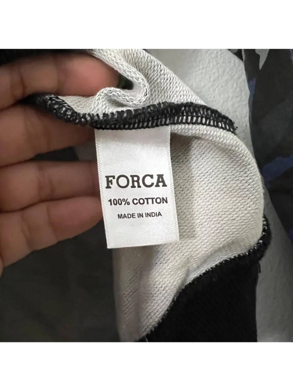 Forca Mens Blue Black Camo Amsterdam Zip Pocket Sleeve Crewneck Sweatshirt S
